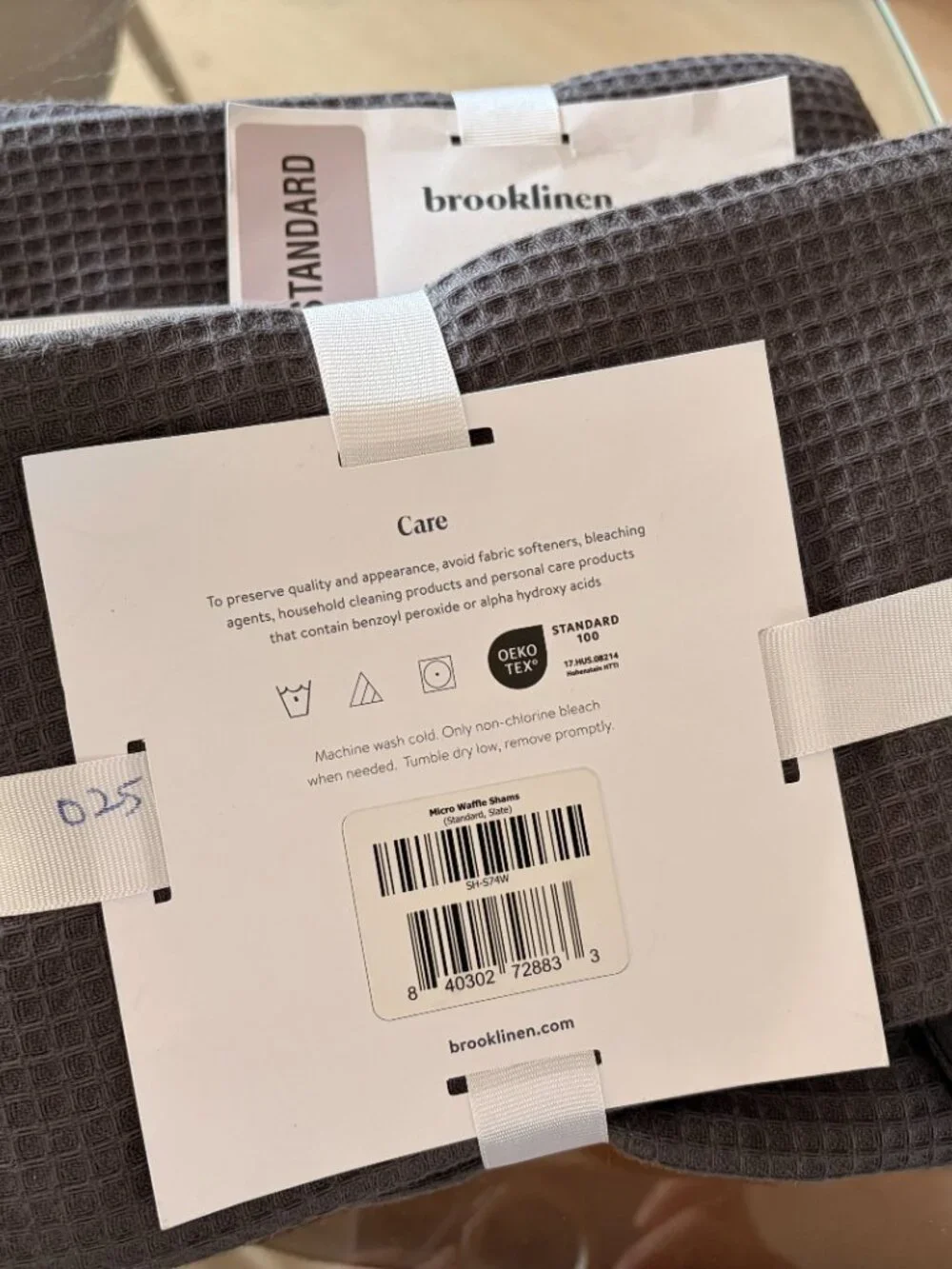 Brooklinen Micro Waffle Pillowcase Sham Set Slate Gray Brand New